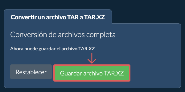 Guardar archivo TAR.XZ
