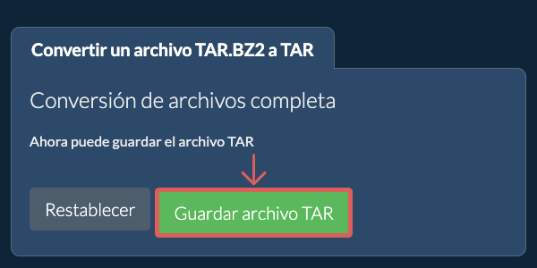 Guardar archivo TAR