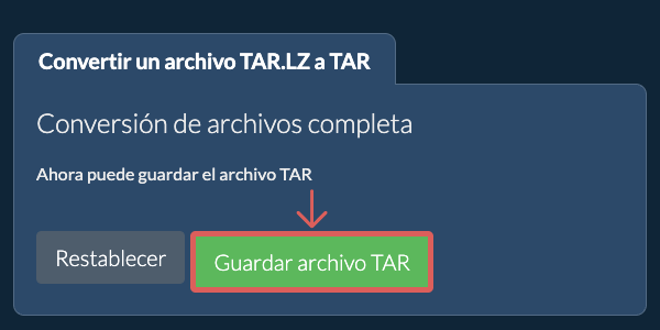 Guardar archivo TAR