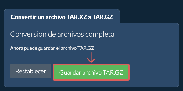 Guardar archivo TAR.GZ