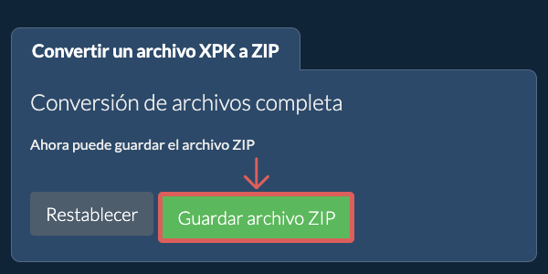 Guardar archivo ZIP