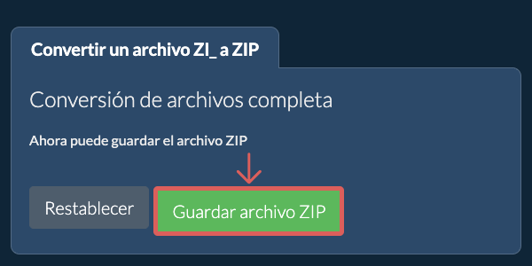 Guardar archivo ZIP