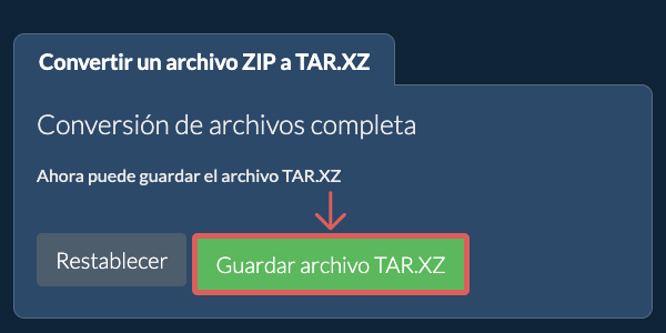Guardar archivo TAR.XZ