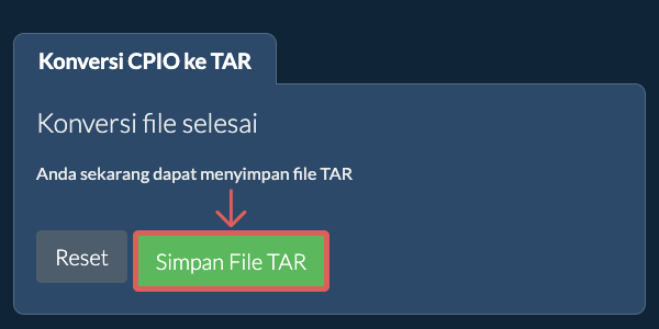 Simpan File TAR