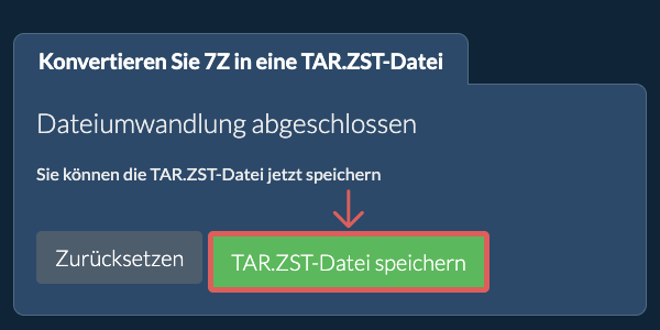 TAR.ZST Datei speichern