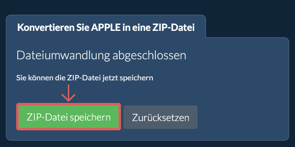 ZIP Datei speichern