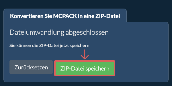 ZIP Datei speichern