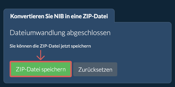 ZIP Datei speichern