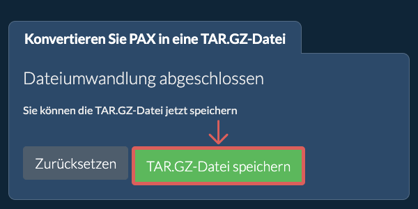 TAR.GZ Datei speichern
