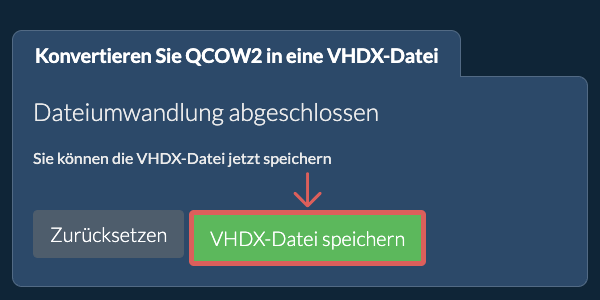 VHDX Datei speichern