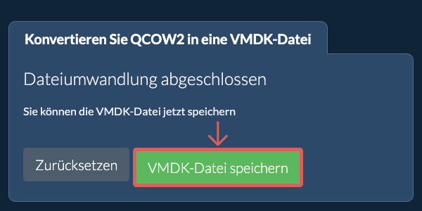 VMDK Datei speichern