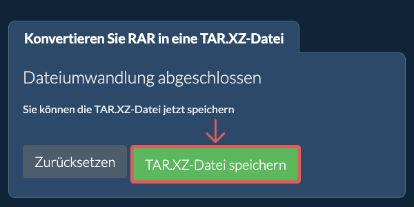 TAR.XZ Datei speichern
