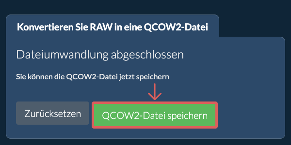 QCOW2 Datei speichern