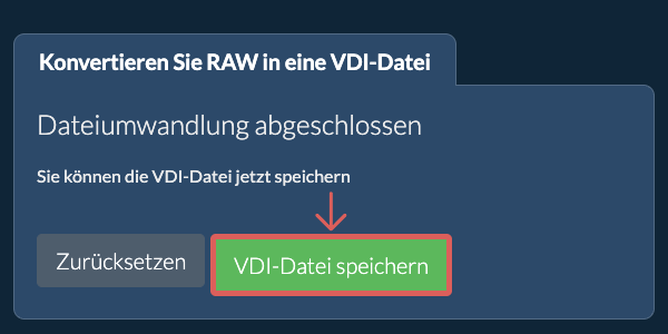 VDI Datei speichern