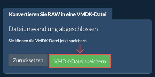 VMDK Datei speichern