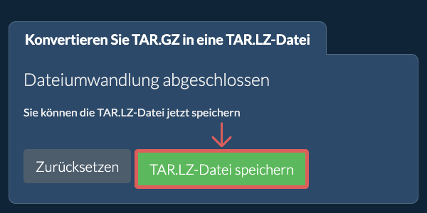TAR.LZ Datei speichern