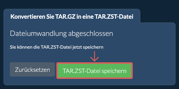 TAR.ZST Datei speichern