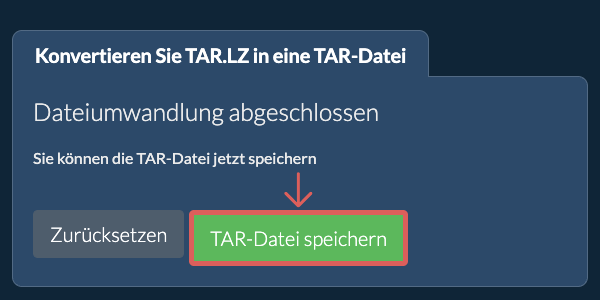 TAR Datei speichern