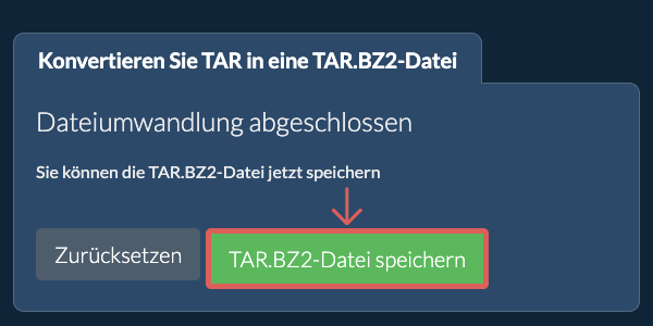 TAR.BZ2 Datei speichern