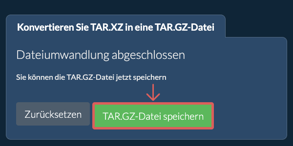 TAR.GZ Datei speichern