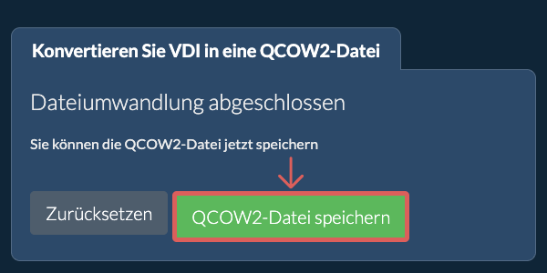 QCOW2 Datei speichern