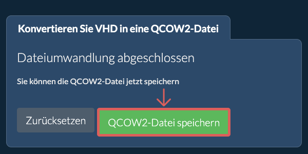QCOW2 Datei speichern