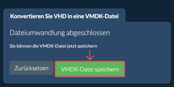 VMDK Datei speichern