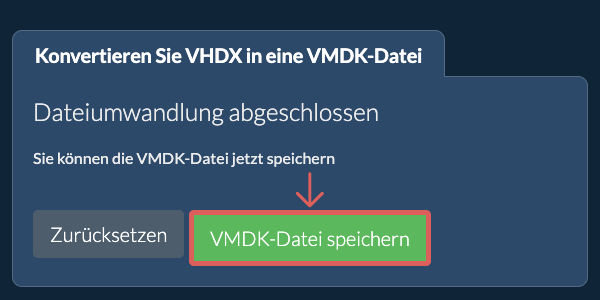 VMDK Datei speichern