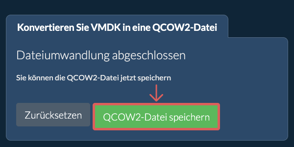 QCOW2 Datei speichern