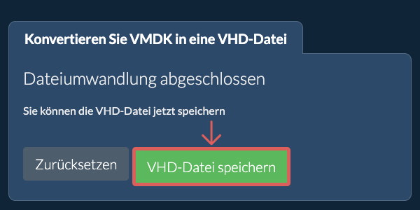 VHD Datei speichern