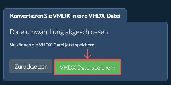 VHDX Datei speichern