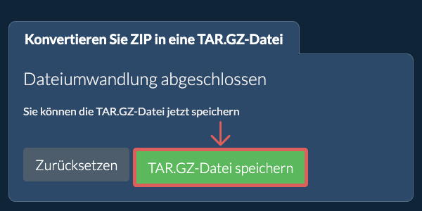 TAR.GZ Datei speichern