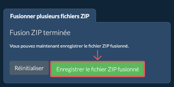 Enregistrer le fichier ZIP