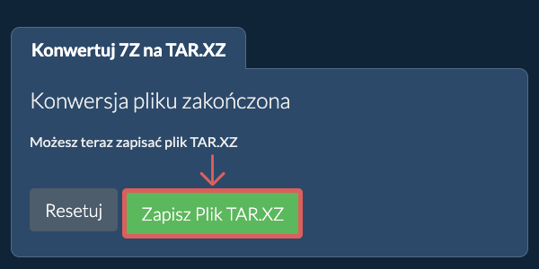 Zapisz plik TAR.XZ