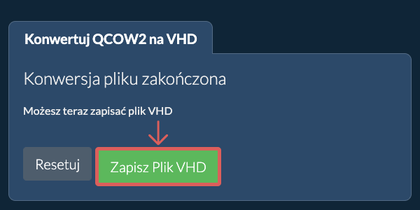 Zapisz plik VHD