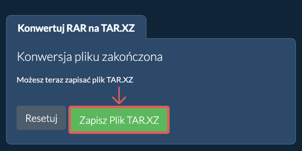 Zapisz plik TAR.XZ