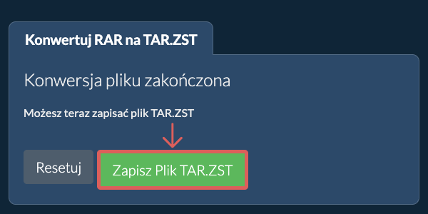 Zapisz plik TAR.ZST
