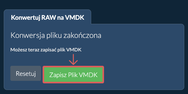 Zapisz plik VMDK
