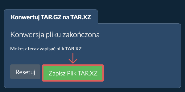 Zapisz plik TAR.XZ