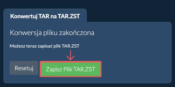 Zapisz plik TAR.ZST