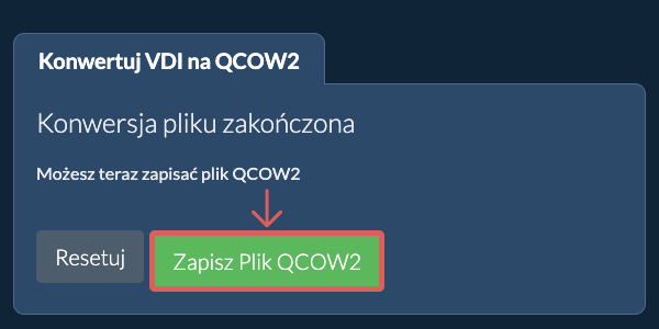 Zapisz plik QCOW2