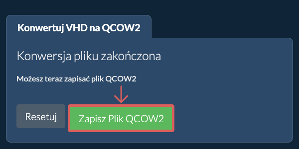 Zapisz plik QCOW2