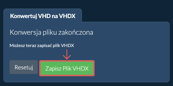 Zapisz plik VHDX