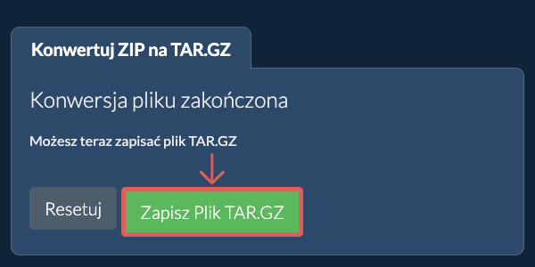 Zapisz plik TAR.GZ