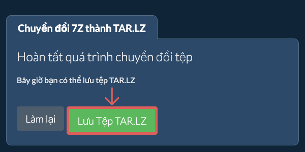 Lưu tệp TAR.LZ