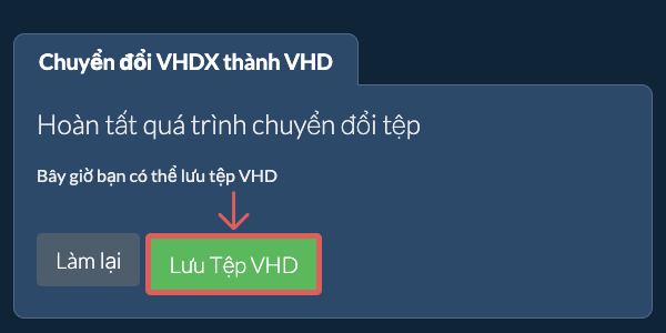 Lưu tệp VHD
