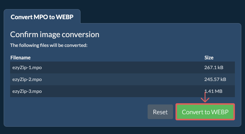Convert to WEBP