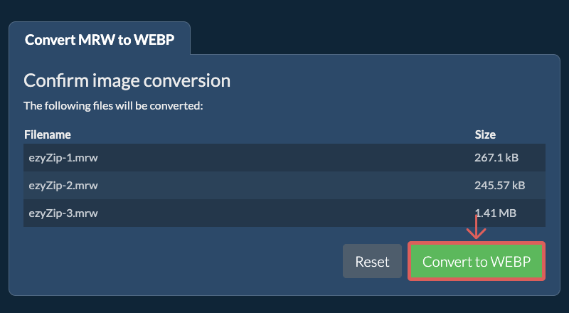 Convert to WEBP