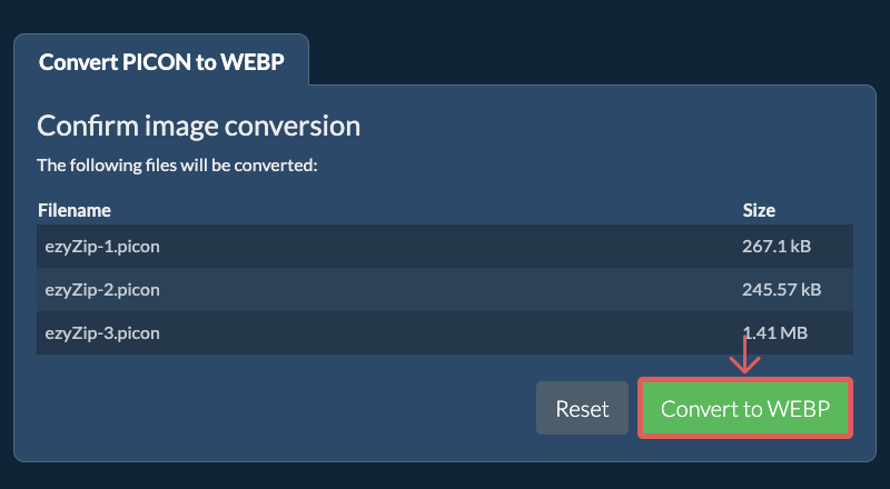 Convert to WEBP