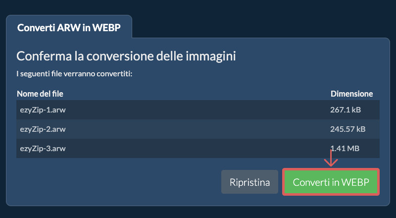 Converti in WEBP